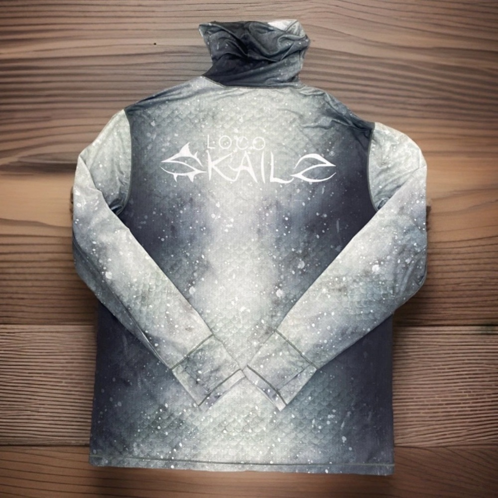 Loco Kaile Performance Fishing Shirt Size: L Grey Long Sleeve Face Mask